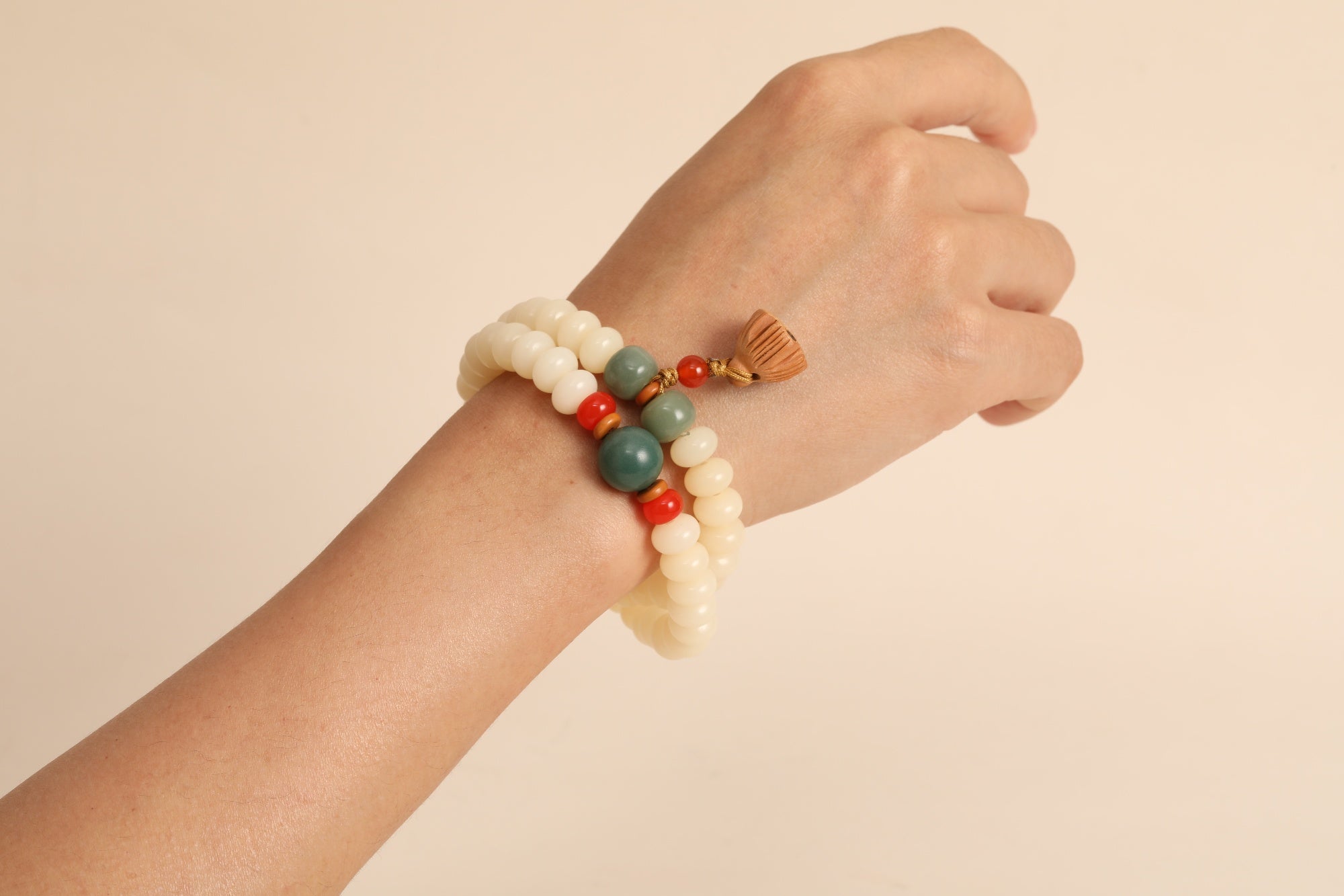 Golden Moon Bodhi Root Bracelets wisdom adding a touch of zen to the tranquility.